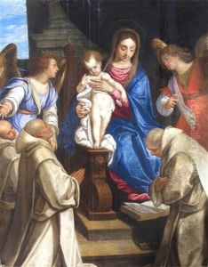 Madonna And Child With Angels Presenting Carthusian Monks by Felice Brusasorci