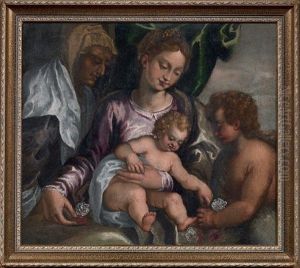 Madonna Col Bambino E I Santi Elisabetta E Giovannino by Felice Brusasorci