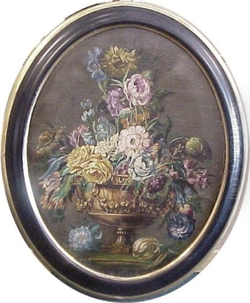 Flowers In A Gold Footed Bowl - view 1