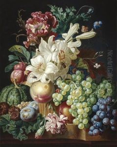 Blumen- Und Fruchtestilleben by Paul Theodor van Bruessel