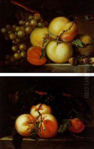 Nature Mortes Aux Fruits : Peches Et Raisins Blancs