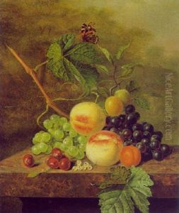 Stilleben Mit Weintrauben, Pfirsichen Und Kirschen by Paul Theodor van Bruessel