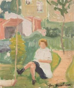 Girl Sitting In The Yard (ca. 1916) by Jean Brusselmans