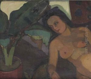 Seated Nude With Cat by Jean Brusselmans