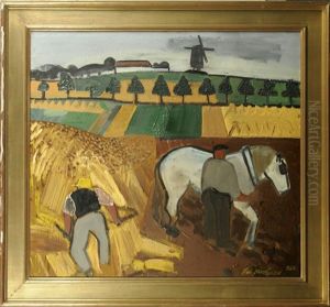 Paysage Au Cheval Attele by Jean Brusselmans