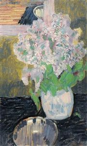Vaas Met Seringen - Lilas Dans Un Vase by Jean Brusselmans