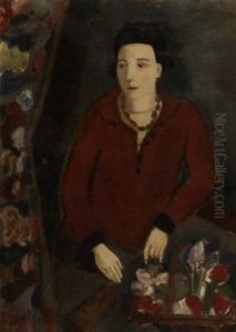 Vrouw Met Rode Jersey - Woman With Red Jersey by Jean Brusselmans