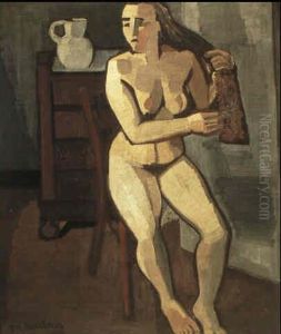 Femme Nue Se Peignant by Jean Brusselmans
