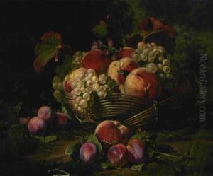 Obststillleben Mit Pfirschen, Trauben Und Pflaumen by Marc Laurent Bruyas