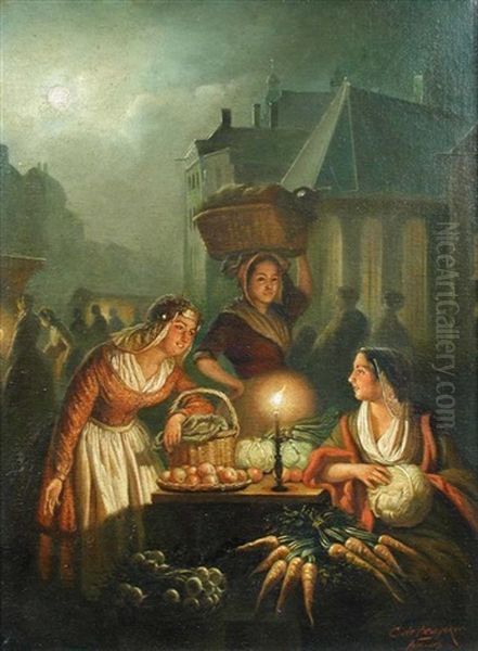 Fruit Stall At A Market By Candelight, Antwerp - view 1