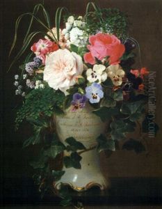Bouquet De Fleurs Dans Un Cornet En Porcelaine by Francois Antoine de Bruycker
