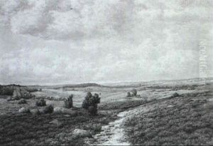 Wolkenschatten Ziehen Uber Verbluhende Heide by Hermann De Bruycker