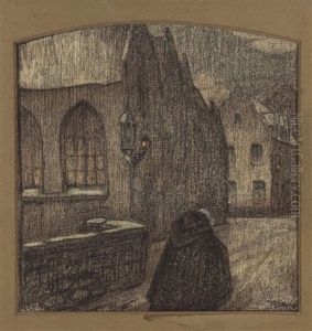 Beguine In A Snowy Street (ca. 1906) by Jules De Bruycker