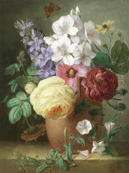 Still Life Of Flowers In A Terracotta Vase - view 1