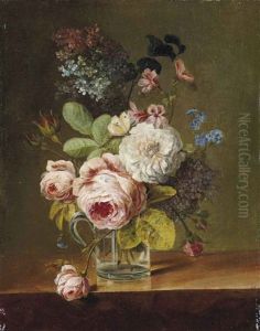 Roses, Lilas Blancs, Mauves Et Autres Fleurs by Elise Bruyere
