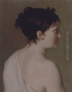 A Young Woman In Profile, Wearing A White Robe