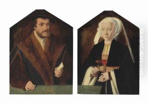 Portrait Of Chancellor Balthasar Von Kerpen; And Portrait Of A Lady, His Wife (pair) by Bartholomaeus Bruyn the Elder