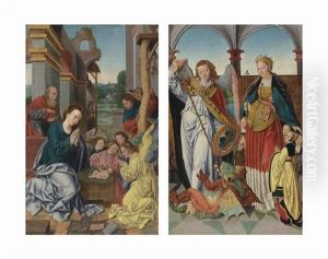 The Adoration Of The Shepherds; Saints Michael And Ursula (2 Works) by Bartholomaeus Bruyn the Elder
