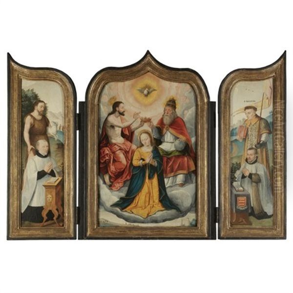 The Coronation Of The Virgin, Saint John The Baptist With Kneeling Donor And Saint Baldwin With A Kneeling Donor (triptych) - view 1