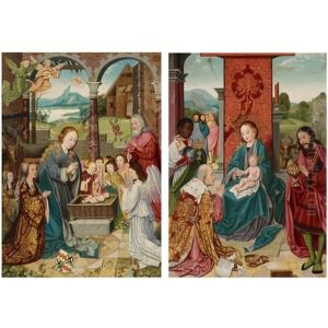 The Nativity With Two Members Of The Manderscheid-blankenheim Family (+ The Adoration Of The Kings; 2 Works) by Bartholomaeus Bruyn the Elder