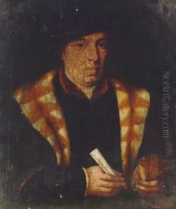 Portrait Of A Gentleman In A Black Fur-trimmed Robe And Black Cap, Holding A Letter In His Right Hand