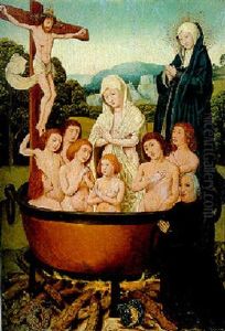 The Martyrdom Of Saint Felicity And Her Seven Sons With Christ On The Cross, The Virgin And A Kneeling Donor by Bartholomaeus Bruyn the Elder
