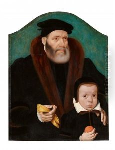 Bildnis Eines Herren Mit Seinem Sohn (+ Bildnis Einer Dame Mit Einer Blute; Pair) by Bartholomaeus (Barthel) Bruyn the Younger