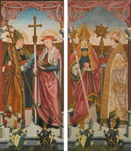 The Four Church Fathers: Saints Gregory And Jerome; Saints Augustine And Ambrose by Bartholomaeus (Barthel) Bruyn the Younger