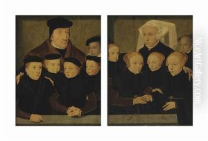 Father And Sons; Mother And Daughters (pair) by Bartholomaeus (Barthel) Bruyn the Younger