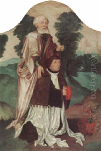 Saint Peter With A Kneeling Cleric In A Landscape - view 1