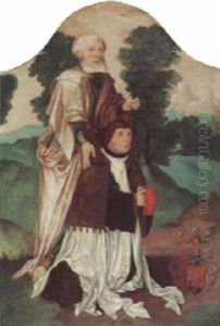 Saint Peter With A Kneeling Cleric In A Landscape