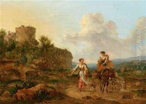 Two Landscapes With Shepherdesses by Abraham de Bruyn