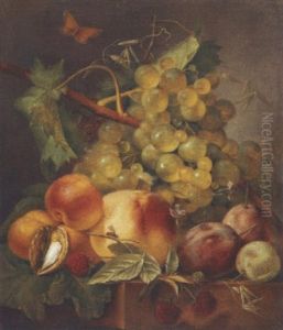 Nature Morte Aux Fruits Et Au Papillon by Johannes Cornelis de Bruyn