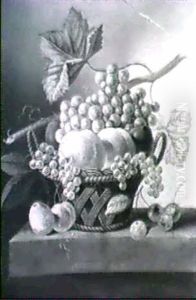 Fruchtestilleben Mit Traubenzweigen, Pfirsichen,... by Johannes Cornelis de Bruyn