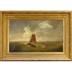 Dutch Fishing Boat In Deep Seas by P. Bruyn