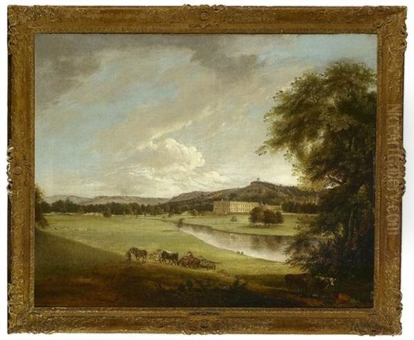 View Of Chatsworth House From The South-west, With Labourers And Livestock In The Foreground - view 1