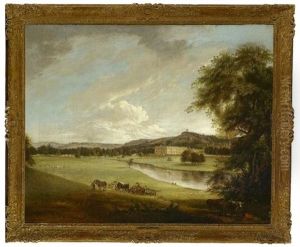 View Of Chatsworth House From The South-west, With Labourers And Livestock In The Foreground
