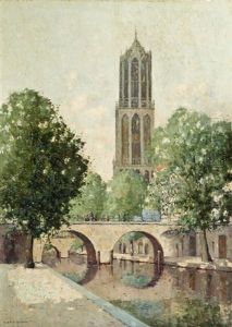 Grachtenansicht In Utrecht Mit Blick Auf Den Dom by Nicolaas Bruynesteyn