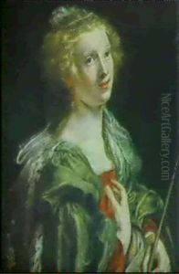 Brustbildnis Einer Jungen Frau Mit Perlengeschmucktem Haar by Anna Francisca de Bruyns