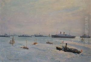 Untitled (harbour With Naval Ships)