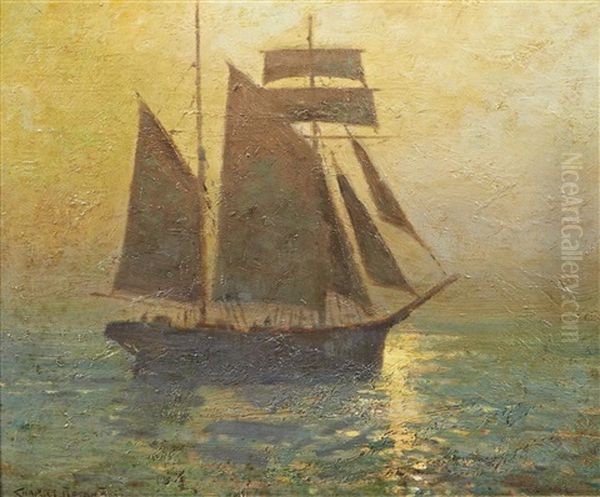Sailing Vessel At Sunset - view 1
