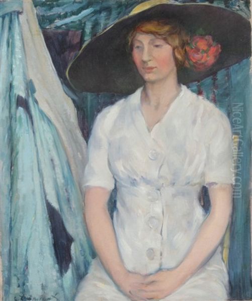 Portrait Of A Woman In White Dress - view 1
