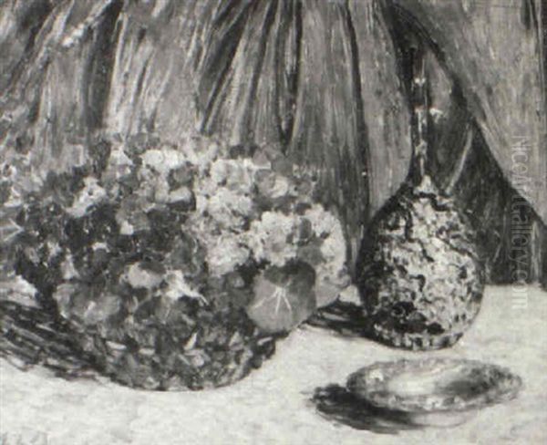 Still Life With Basket Of Flowers And Vase - view 1