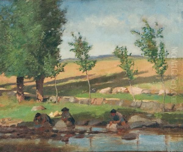 Washing Clothes At The River's Edge - view 1