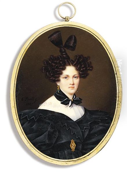 Countess Tolstaia, In Black Dress With Zig-zag Border And Large Puffed Sleeves - view 1