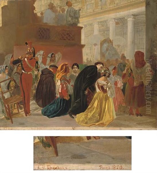 The Return Of Pope Pius Ix To Rome From Basillica Santa Maria Maggiore (study) - view 1