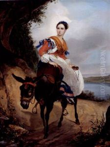 Portrait Of Olga Ferzen On A Donkey