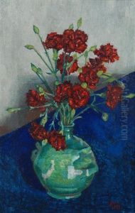 Garofani In Un Vaso A Boccia by Anselmo Bucci