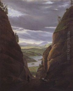 Wanderer In Der Schlucht Von Krokkleiva Auf Dem Weg Nach Oslo
