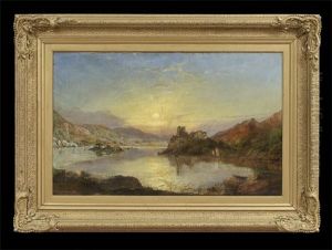 Mountainous Landscape With A Loch And Castle Ruins